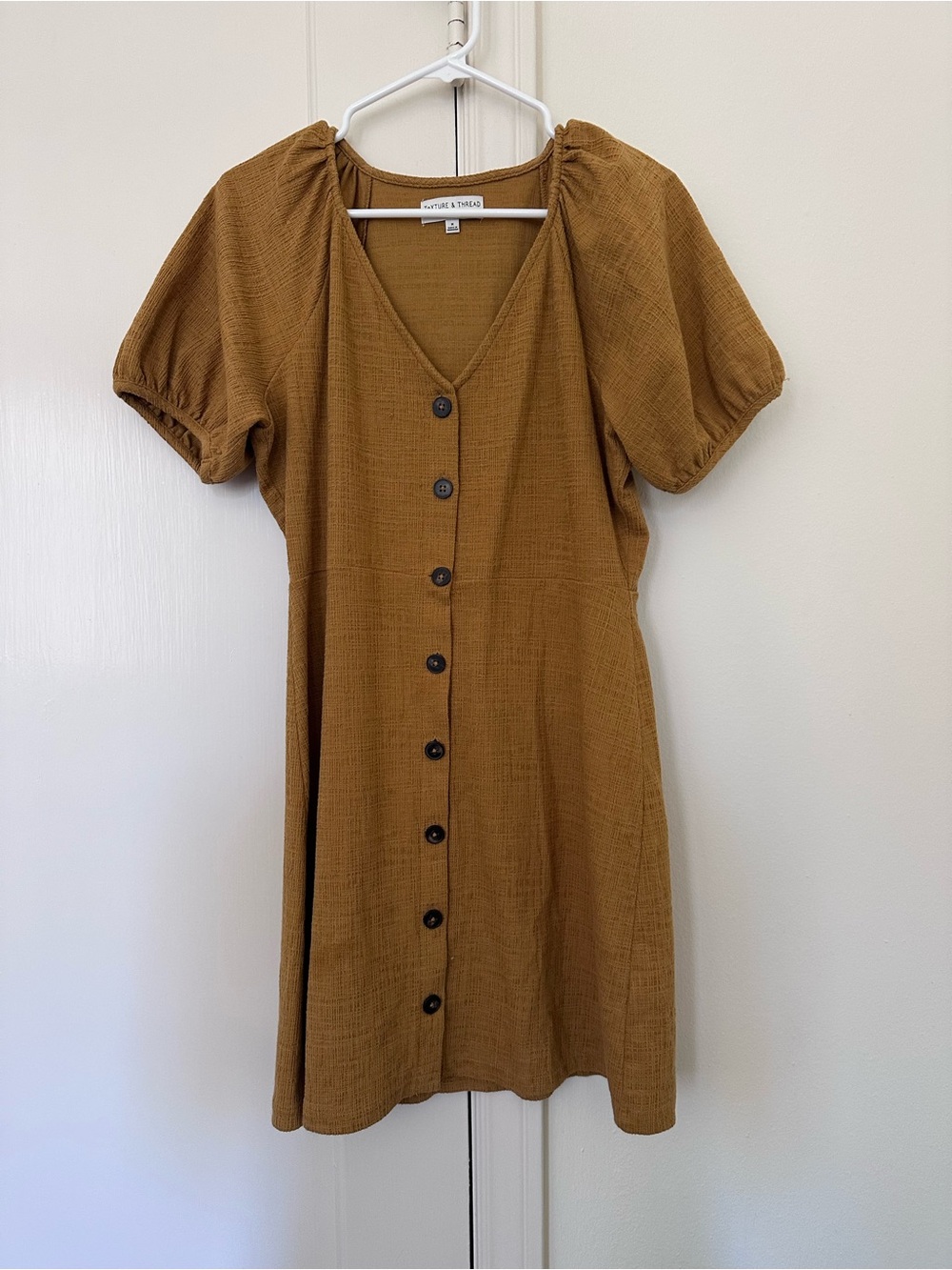 Madewell Mustard Button-Front Mini Dress